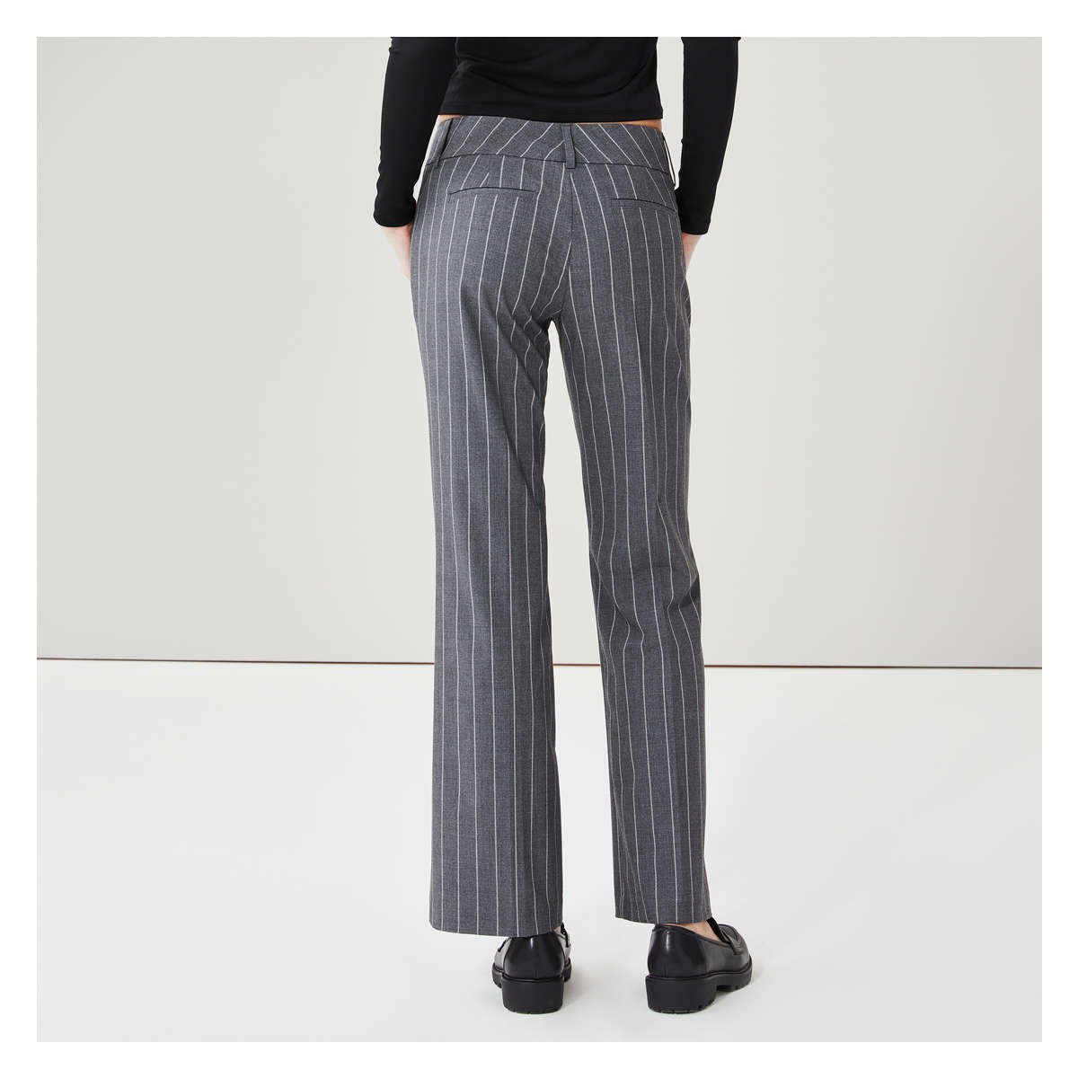 Pinstripe Flare Pant in Grey Mix from Joe Fresh